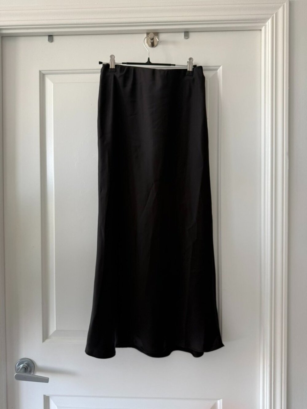 Zara Black Satin Maxi Skirt – Size XS